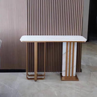 Stripy Steel/Stone Plus Look Stone Console Table