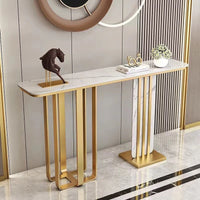 Stripy Steel/Stone Plus Look Stone Console Table