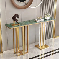Stripy Steel/Stone Plus Look Stone Console Table