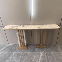 Stripy Steel/Stone Plus Look Stone Console Table