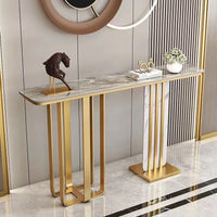 Stripy Steel/Stone Plus Look Stone Console Table