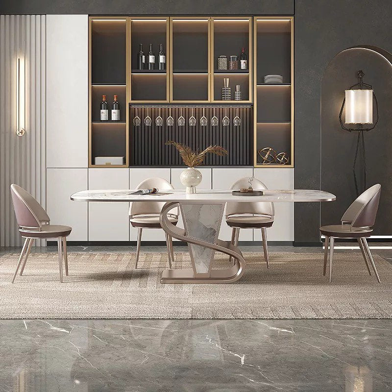 Stone /Steel Snake Base Dining Table