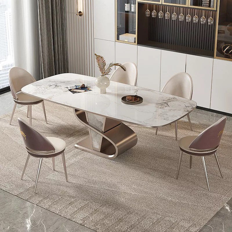 Stone /Steel Snake Base Dining Table