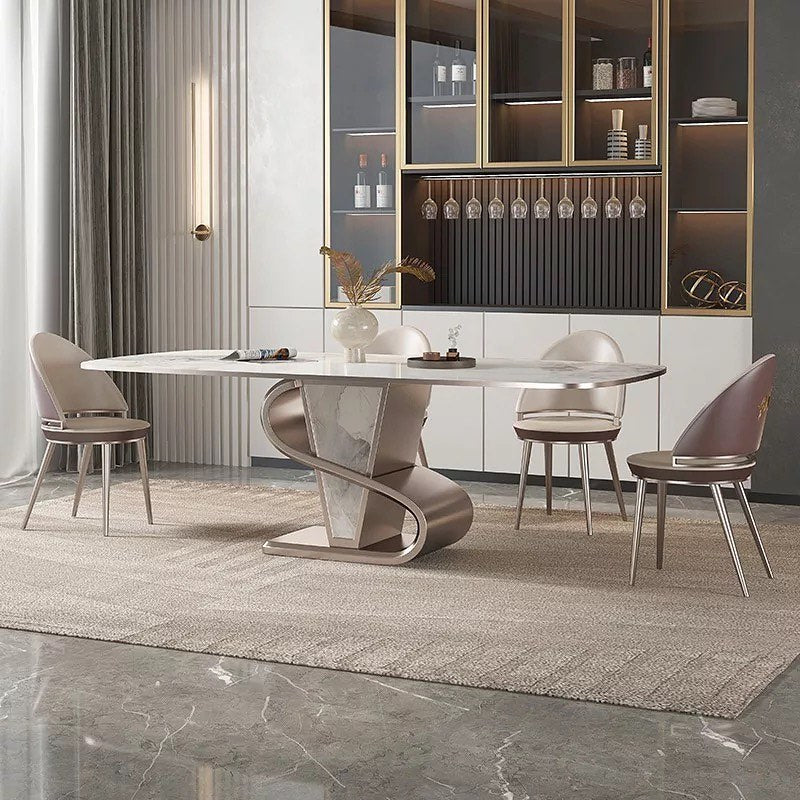 Stone /Steel Snake Base Dining Table