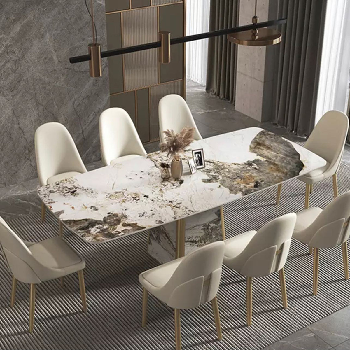 Full Stone Pyramide Base Dining Table