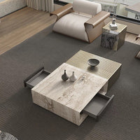 KOMAN Stone Steel Rectangular Coffee Table
