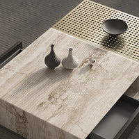 KOMAN Stone Steel Rectangular Coffee Table