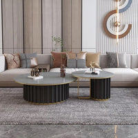 ZIKO Stripy Wooden Base Round Nested Coffee Table
