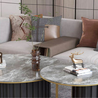 ZIKO Stripy Wooden Base Round Nested Coffee Table