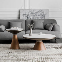 KAMI Wooden Cone Base Nested Round Coffee Table