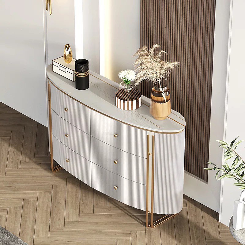 RIVONA Stripy Oval Chest of Drawer Buffet