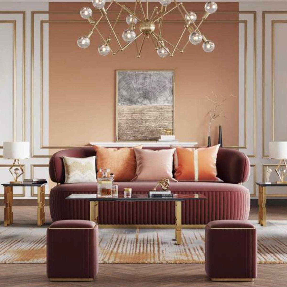 XILAS Stripy Gold Trim Lounge