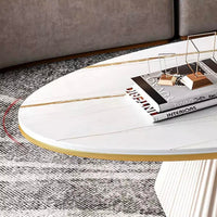Stripy Pyramid Base Oval Top Coffee Table