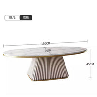 Stripy Pyramid Base Oval Top Coffee Table