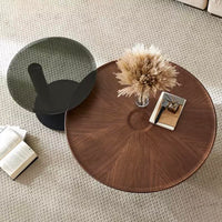 Wood & Steel Sphere Base Nested Round Coffee Table