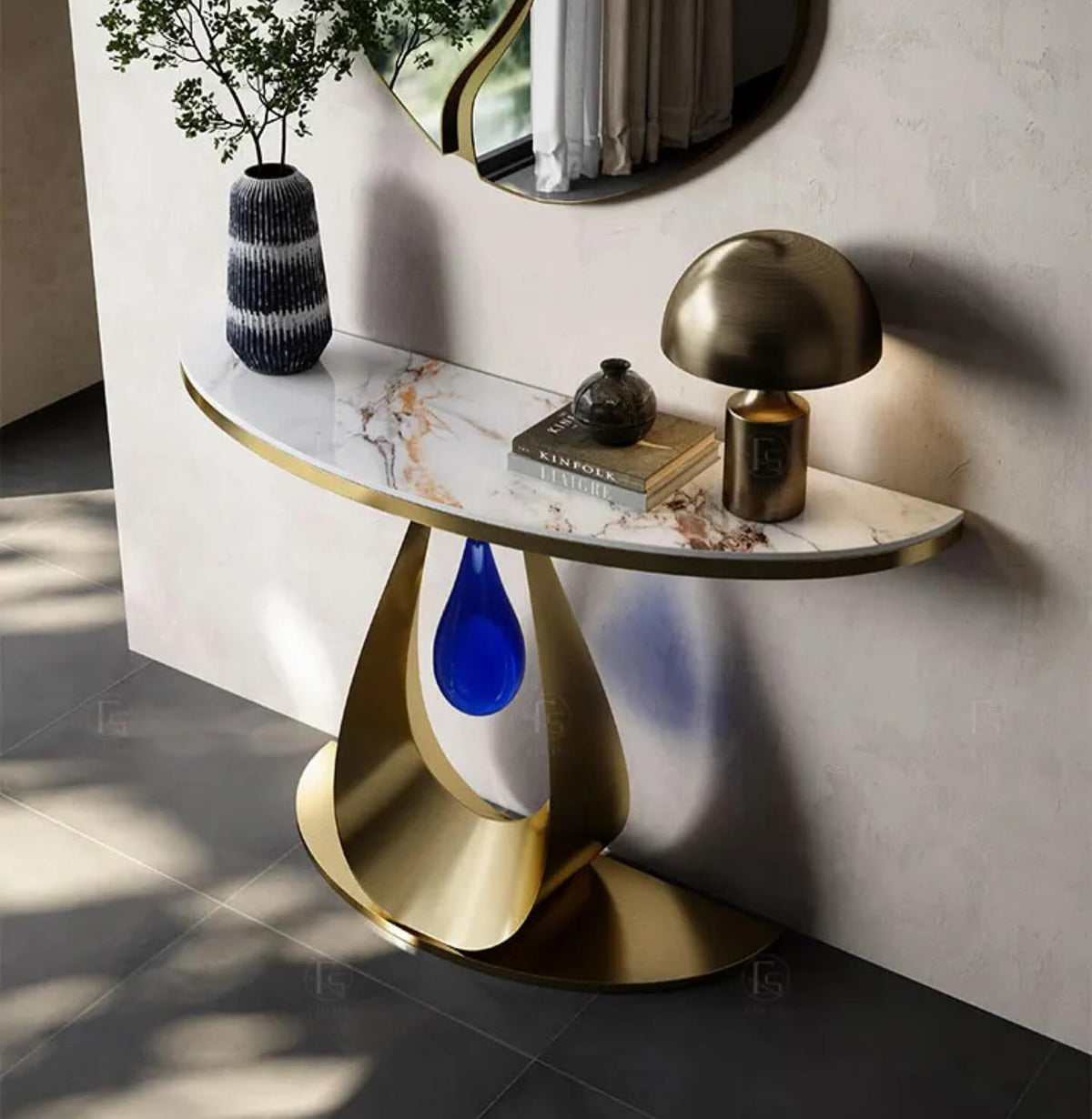 Blue Drop Base Console Table
