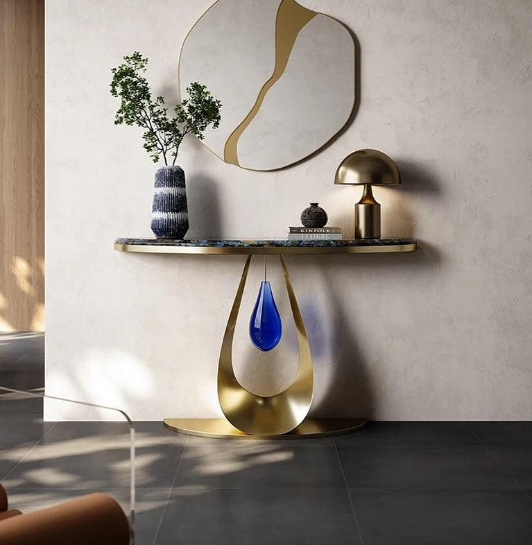 Blue Drop Base Console Table