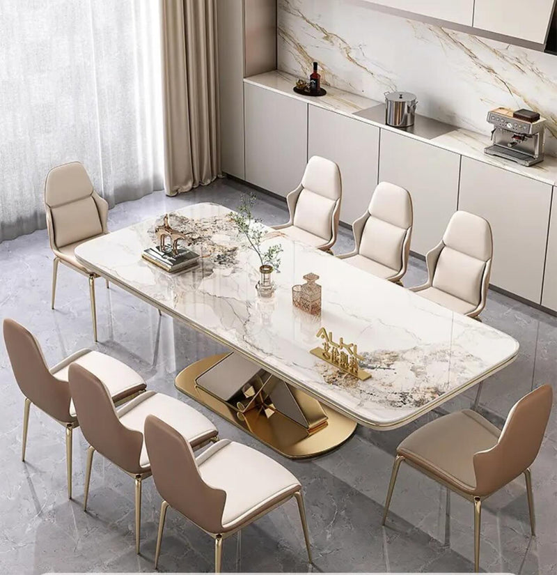 XIMOR Fabric Steel X Base Dining Table