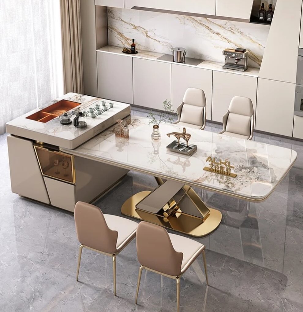 XIMOR Fabric Steel X Base Dining Table