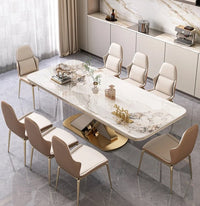 XIMOR Fabric Steel X Base Dining Table