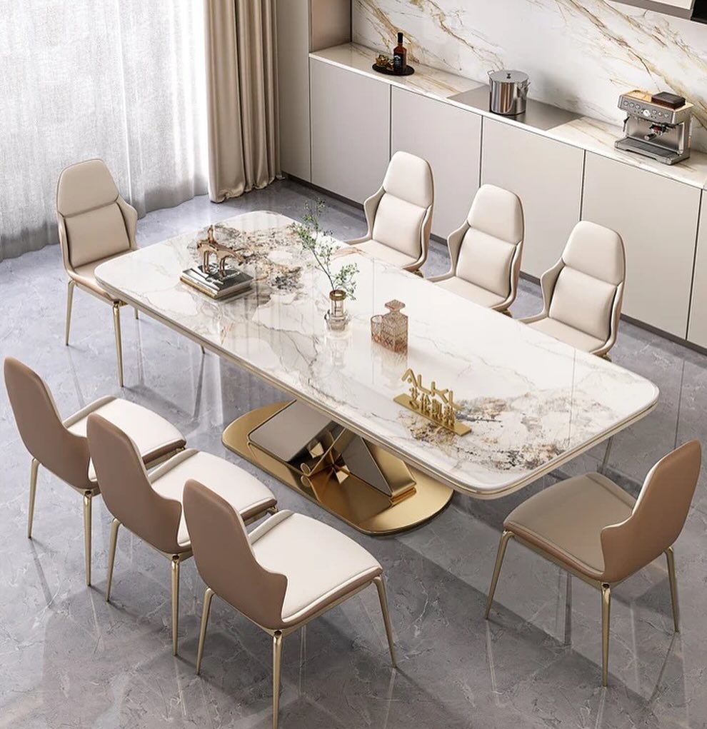 XIMOR Fabric Steel X Base Dining Table