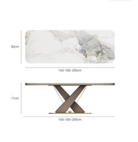 XIMOR Fabric Steel X Base Dining Table