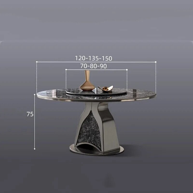 TIVRA Stone Steel Base Round Dining Table