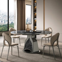 TIVRA Stone Steel Base Round Dining Table