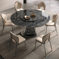 TIVRA Stone Steel Base Round Dining Table