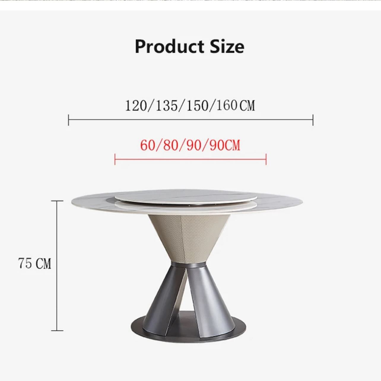 Zimba Steel Leather Cone Base Round Dining Table