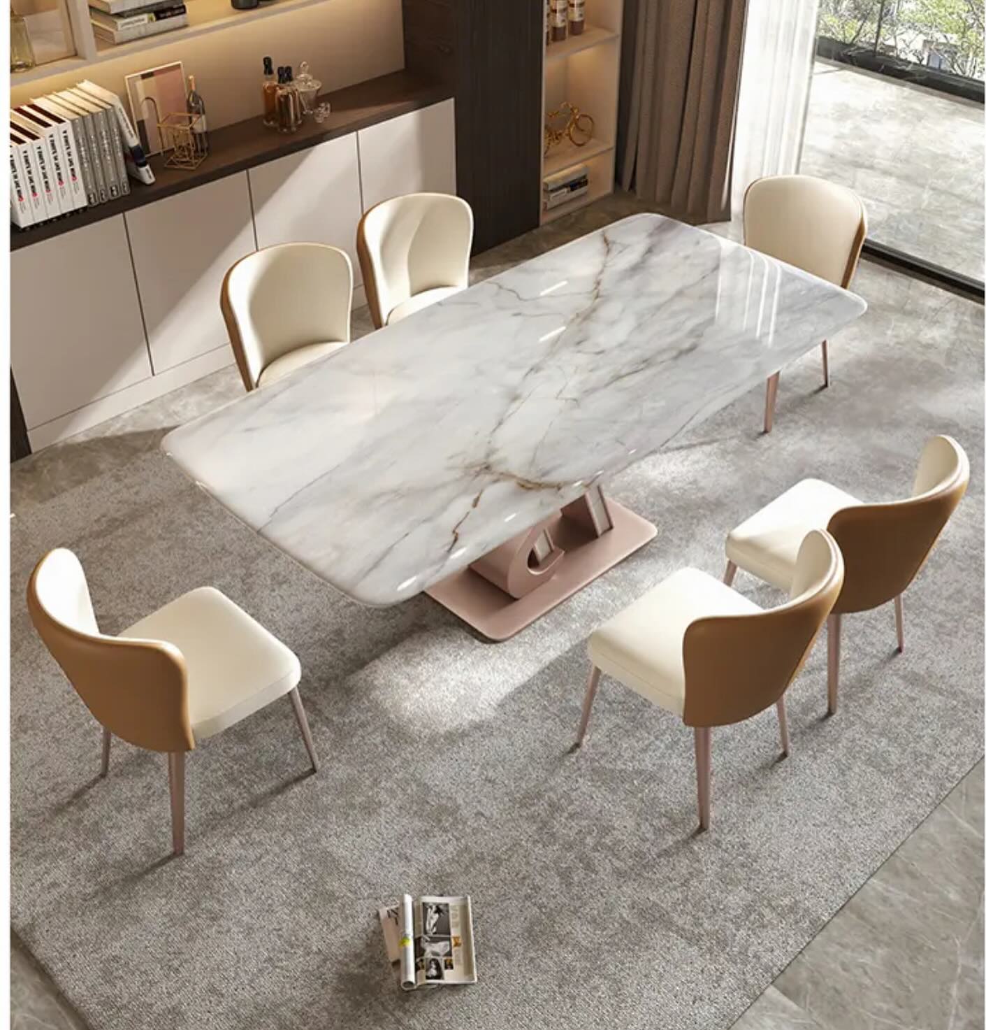 ZIMA Stone Steel Base Dining Table