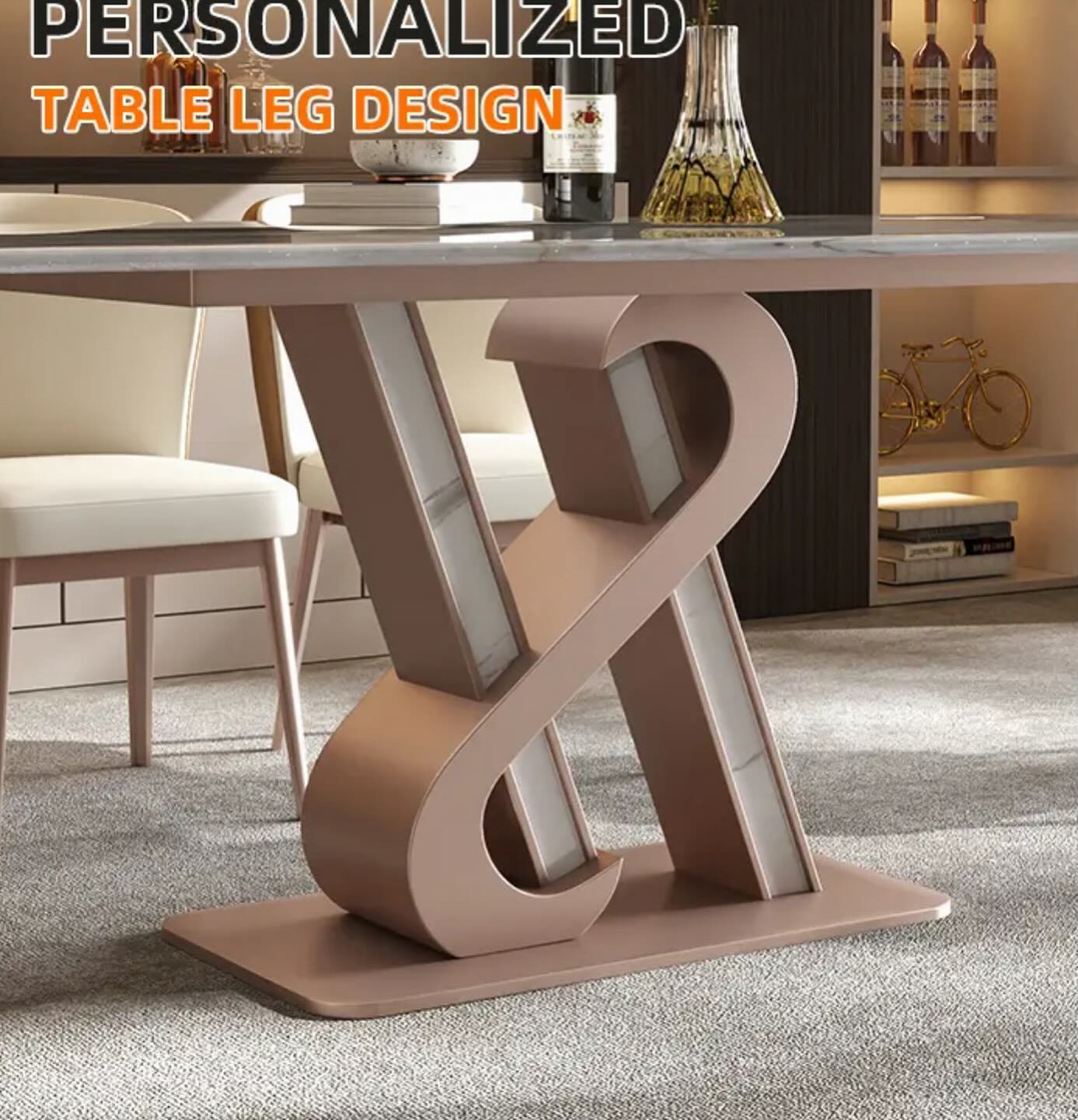ZIMA Stone Steel Base Dining Table
