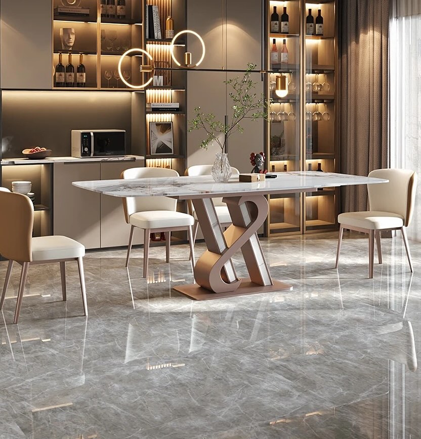 ZIMA Stone Steel Base Dining Table