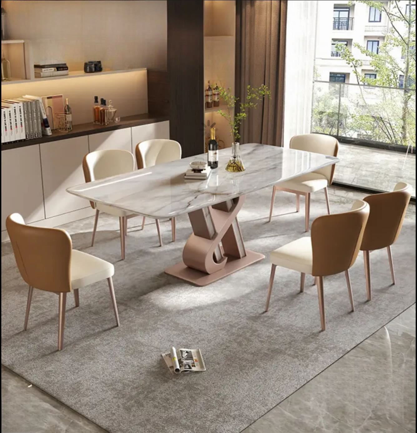 ZIMA Stone Steel Base Dining Table