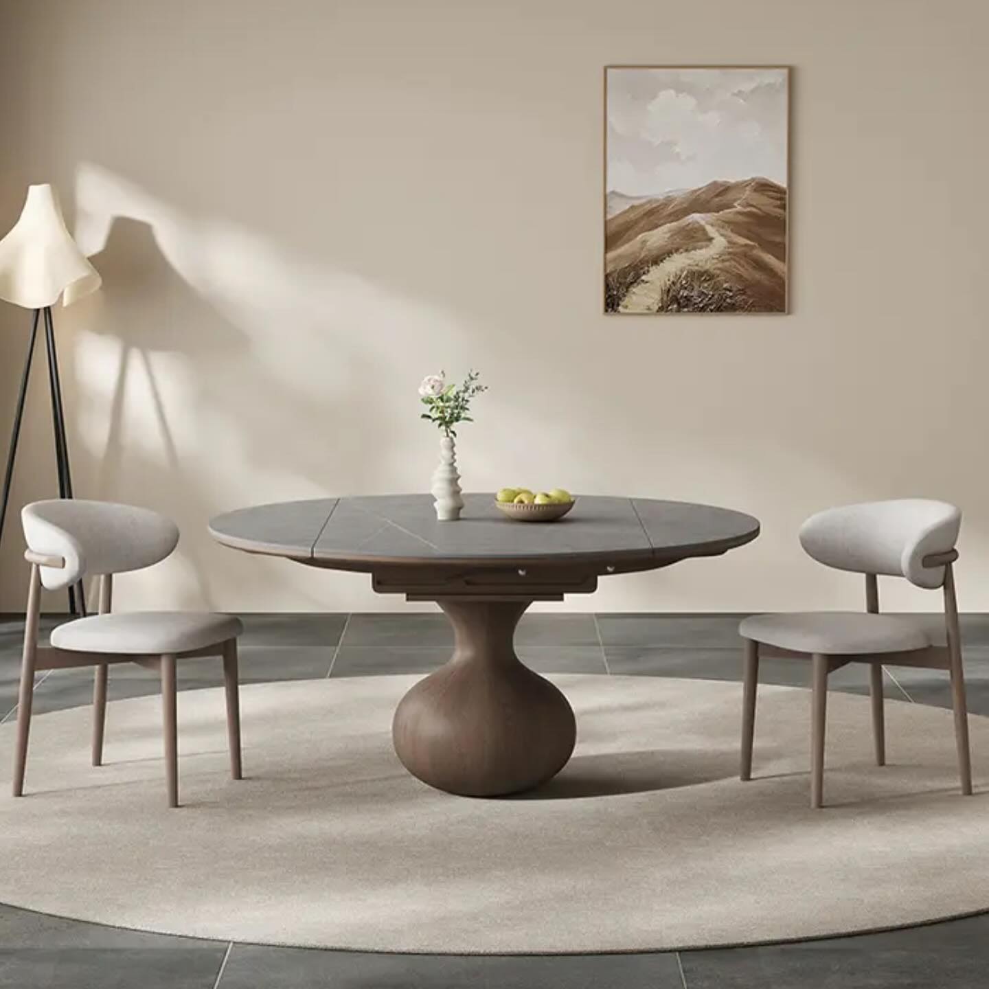 Jug Shape Base Round Dining Table