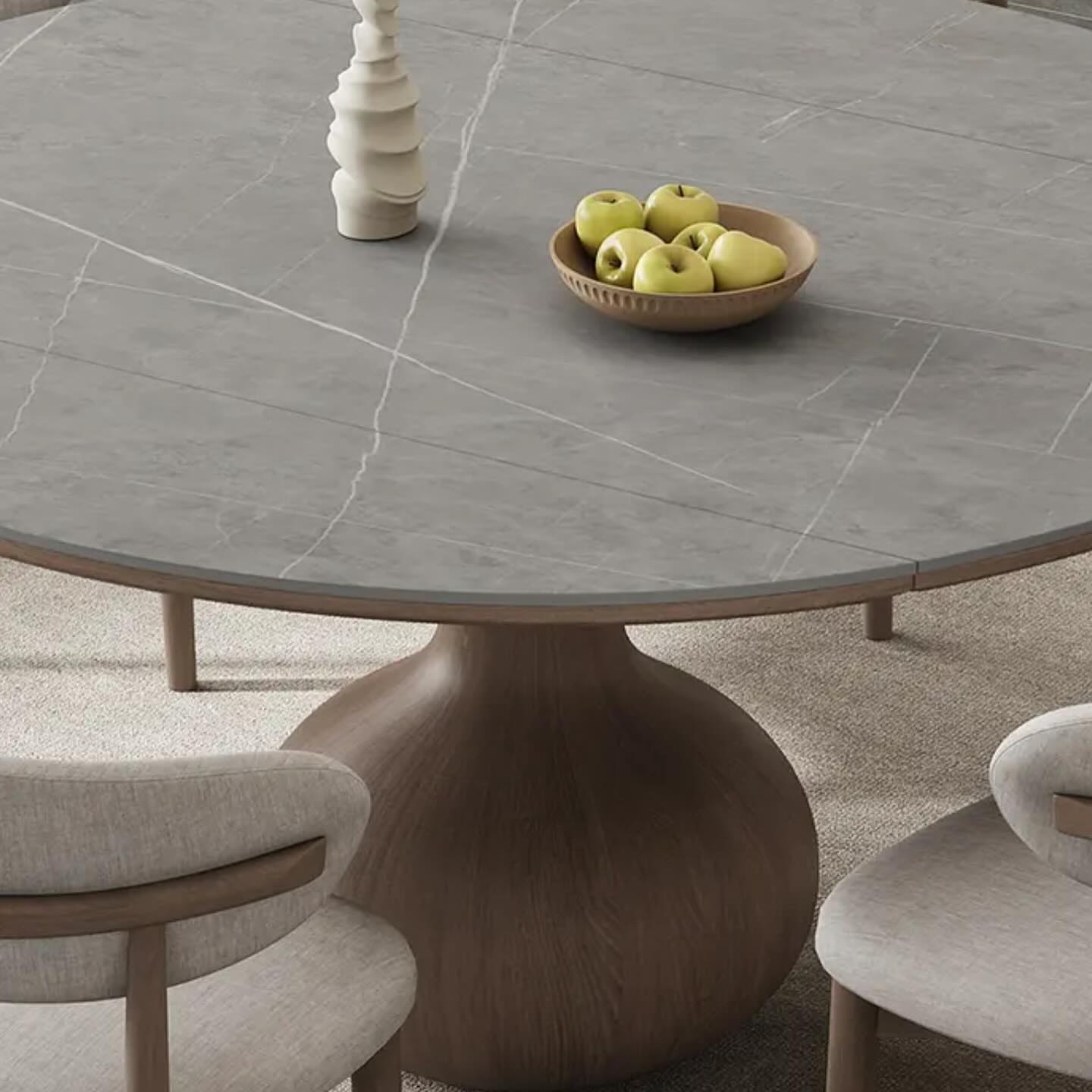 Jug Shape Base Round Dining Table