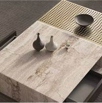 KOMAN Stone Steel Rectangular Coffee Table