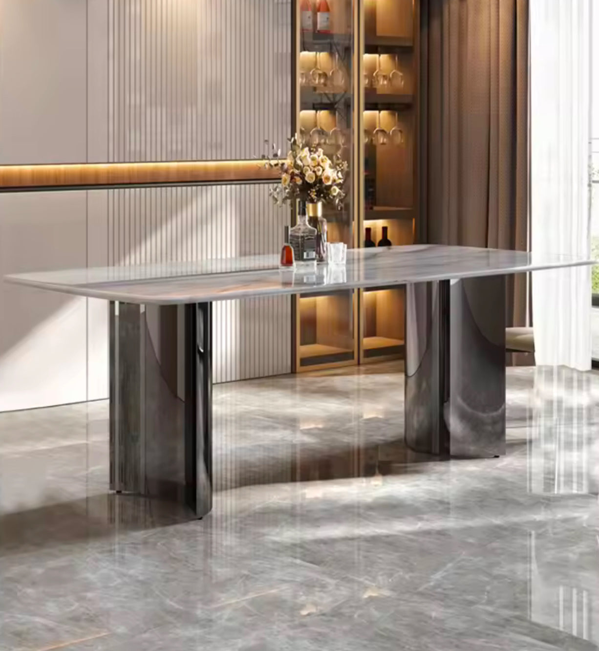 ROSSI Double Curved Base Dining Table