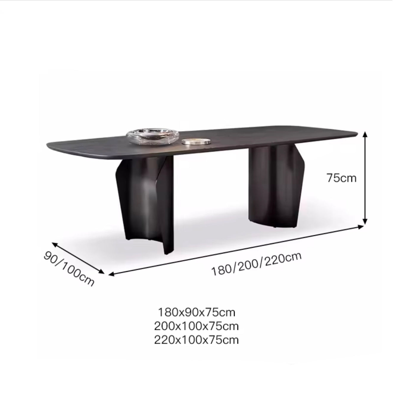 PINKA Double Curved Base Dining Table