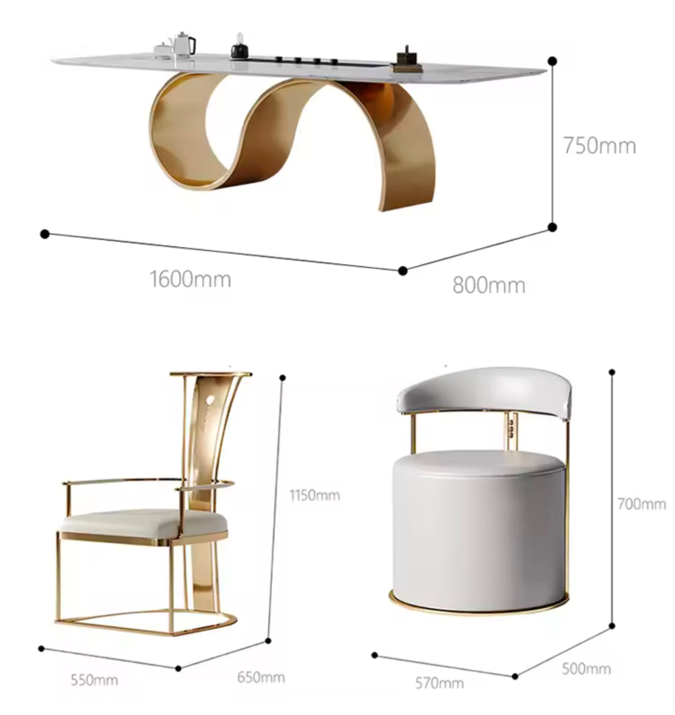 WOLO Wavy Base Dining Table