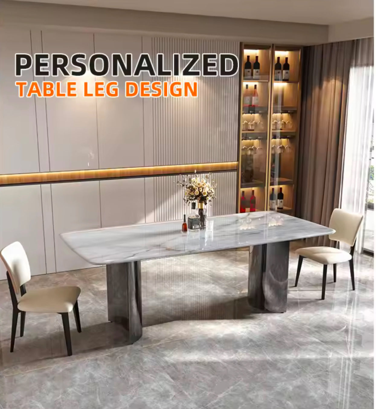 ROSSI Double Curved Base Dining Table