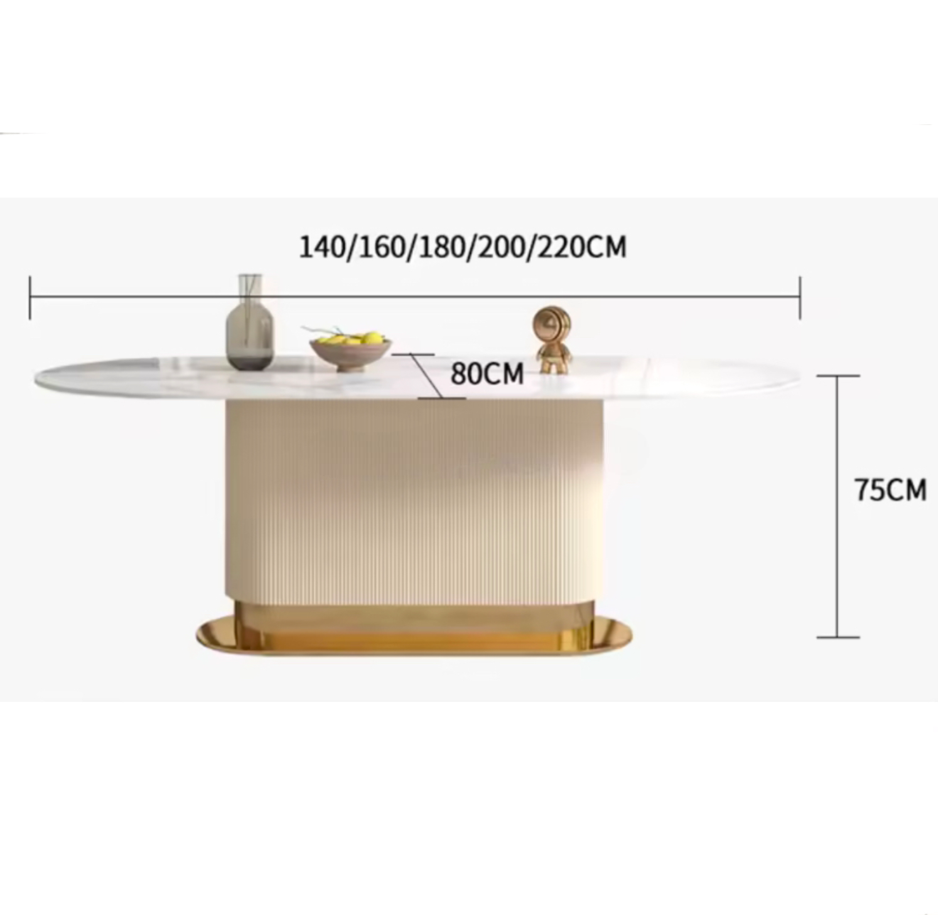 LIPO Stripy Oval Base Dining Table