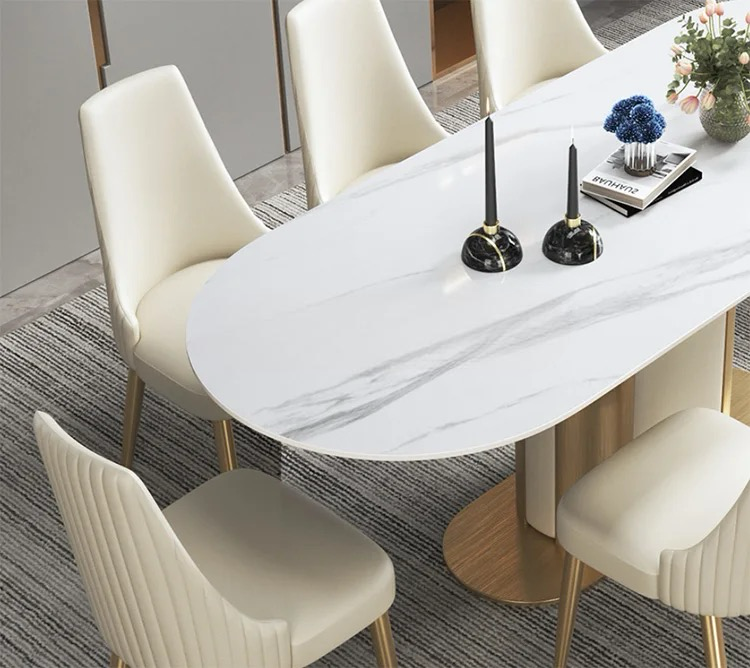 SIKA Stone Steel Pillar base Dining Table
