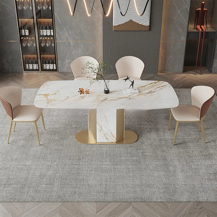 SIKA Stone Steel Pillar base Dining Table