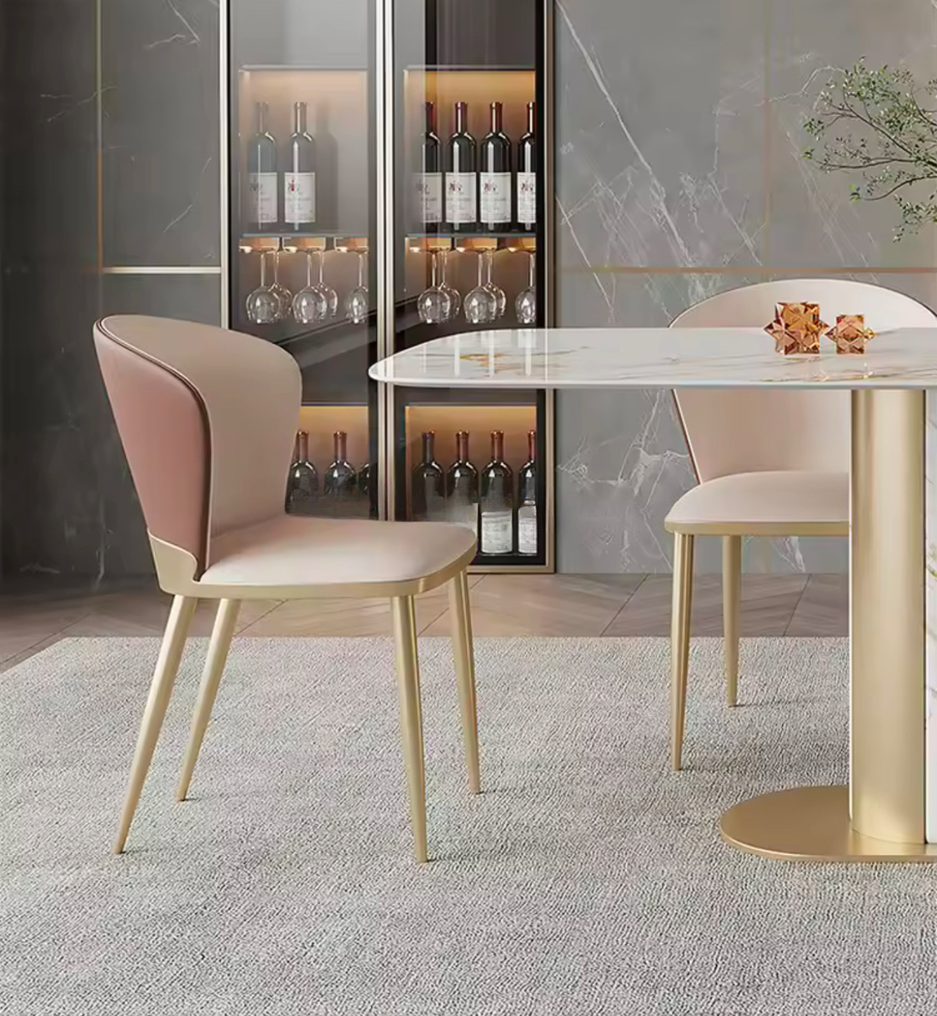 SIKA Stone Steel Pillar base Dining Table