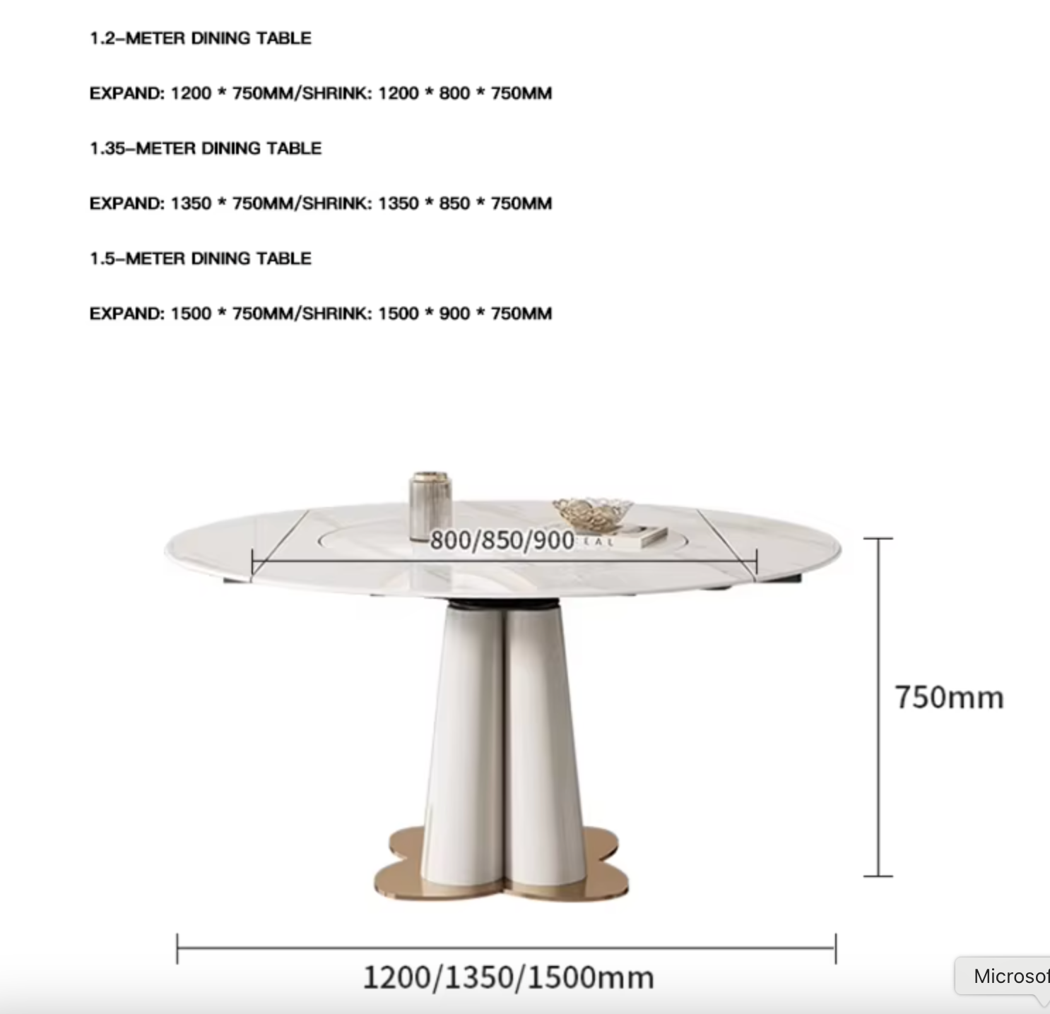 GAZOO Extendable Round Dining Table