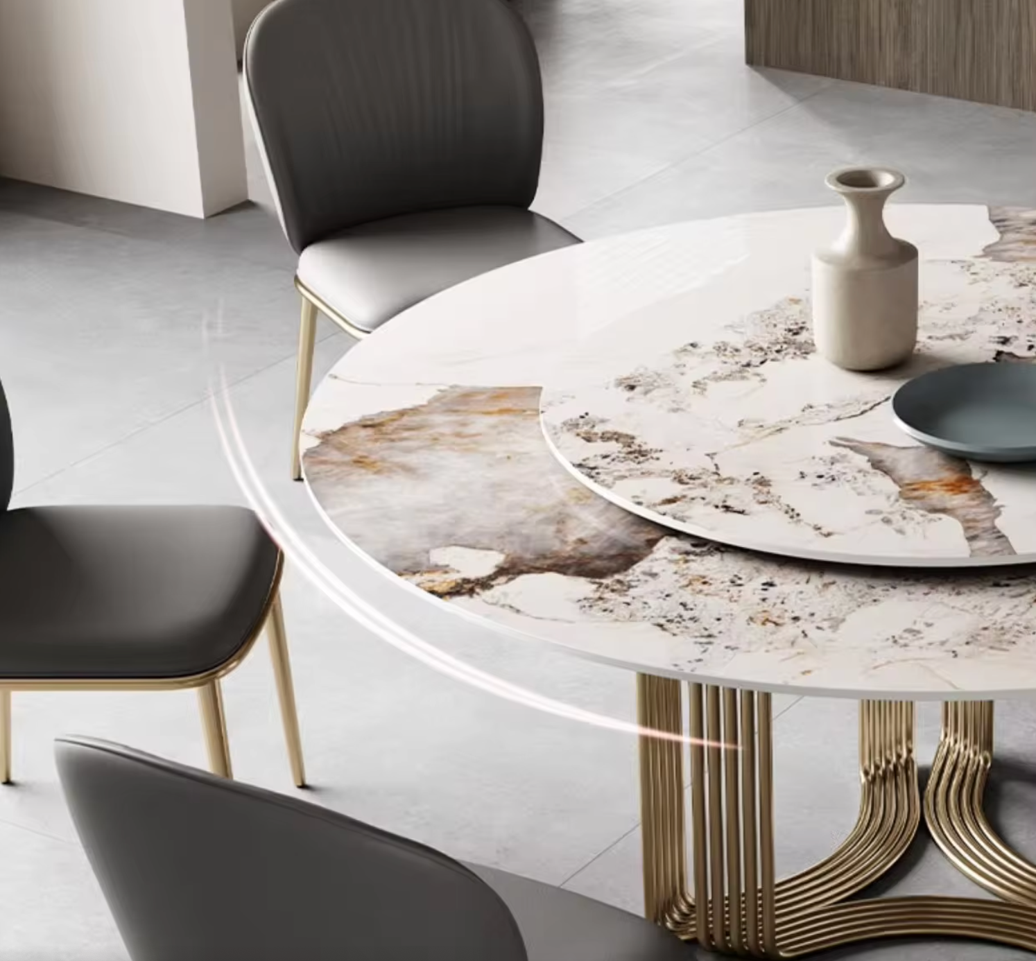 ZOLO Stripy Wavy Base Round Dining Table