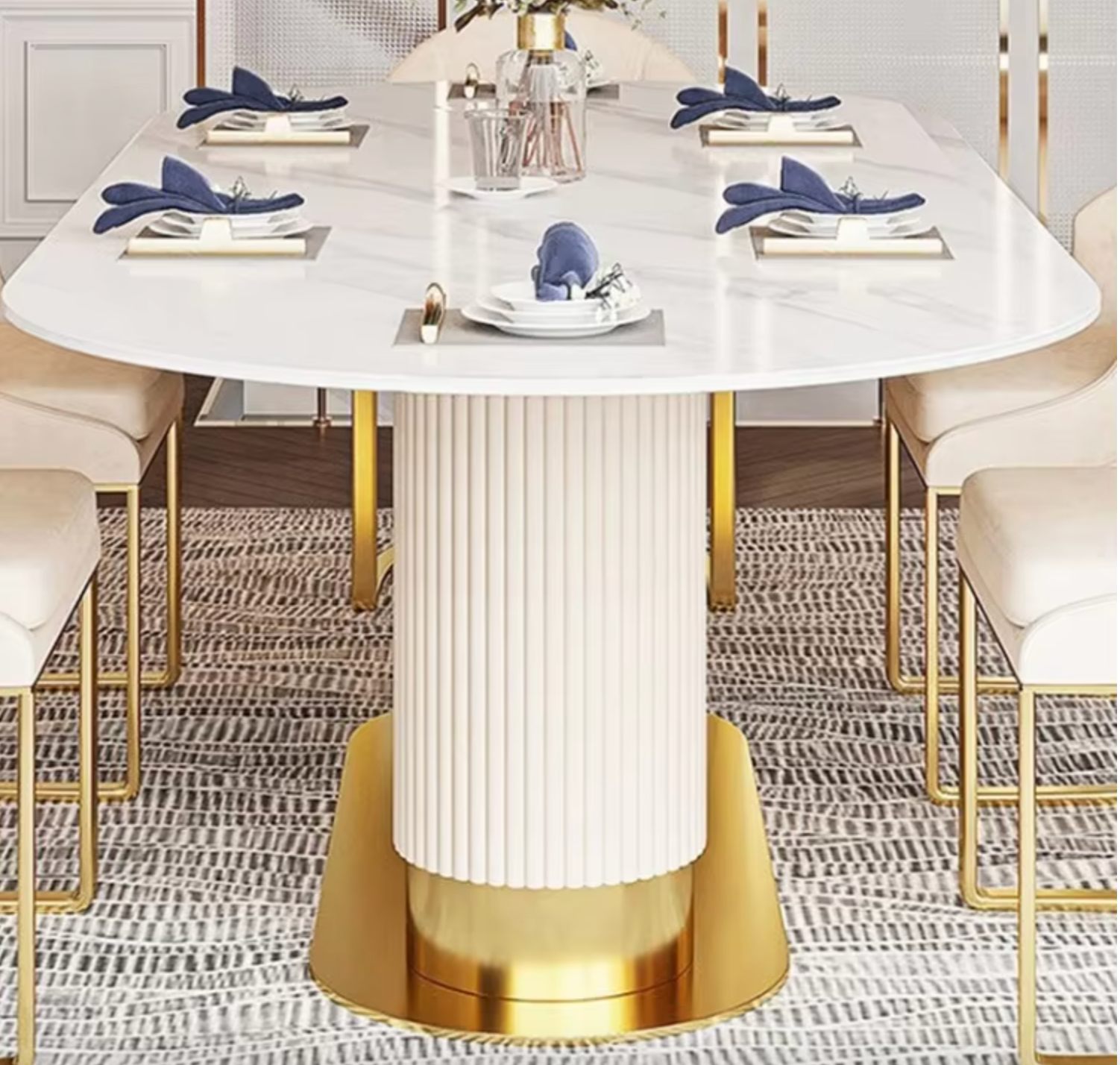 LIPO Stripy Oval Base Dining Table