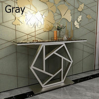 47.2" Rectangular Gold/Gray Console Table White/Black Marble Top Entryway Table