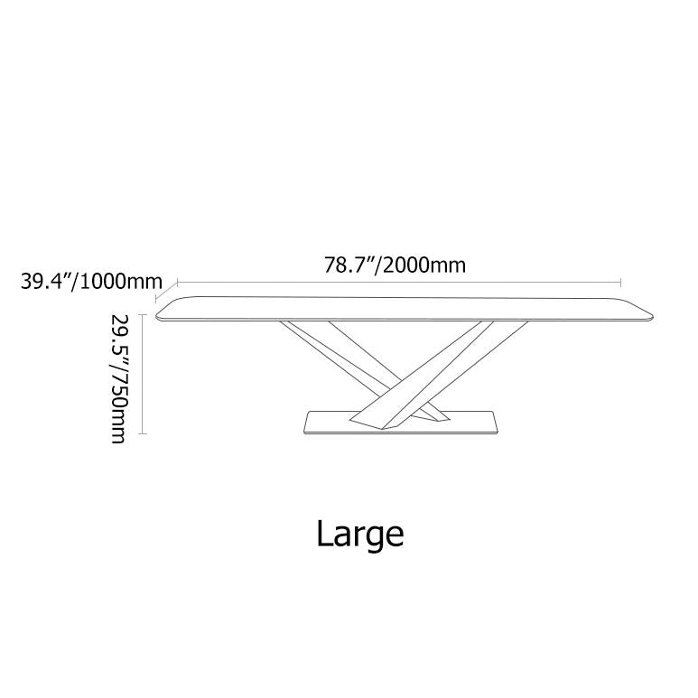 Modern Rectangular 79" Faux Marble Dining Table Black Metal X-Base White Marble Dining Table